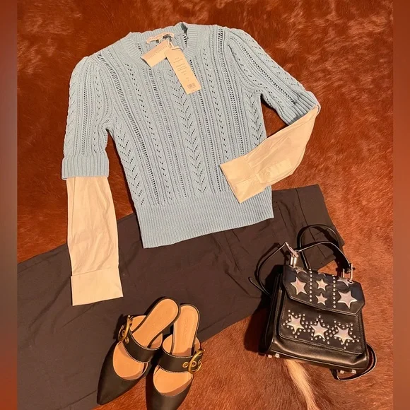 💞NWT veronica beard women sweater size S blue white